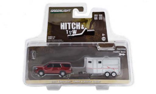 Diecast model cars Chevrolet Tahoe 1/64 Greenlight red 2021 mit Horse Trailer Chevrolet Tahoe 1/64 Greenlight red 2021 mit Horse Trailer diecast model cars