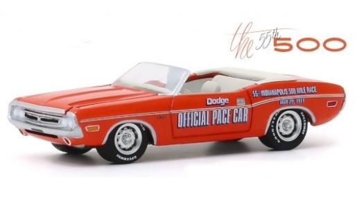 Diecast model cars Dodge Challenger 1/64 Greenlight Convertible orange/Dekor Official Pace Car 1971 55th Indianapolis 500 Mile Race Dodge Challenger 1/64 Greenlight Convertible orange/Dekor Official Pace Car 1971 55th Indianapolis 500 Mile Race diecast model cars
