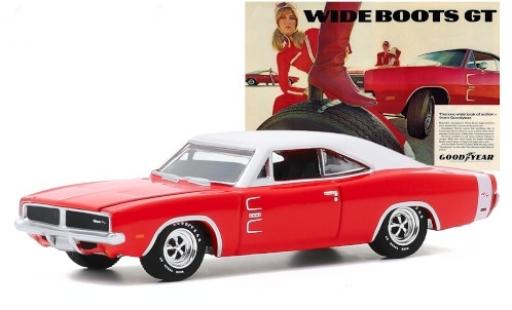 Diecast model cars Dodge Charger 1/64 Greenlight R/T red/matt-white 1969 Goodyear Wide Boots GT Dodge Charger 1/64 Greenlight R/T red/matt-white 1969 Goodyear Wide Boots GT diecast model cars