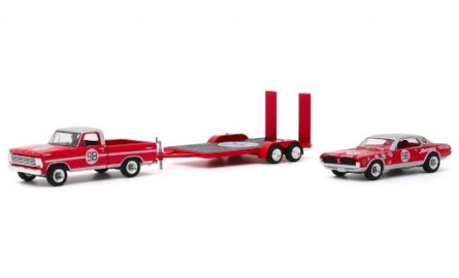 Ford F-1 1/64 Greenlight 00 1967 avec Flachbettanhänger et Mercury Cougar No.98 D.Gurney diecast model cars