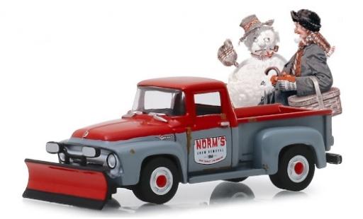 Diecast model cars Ford F-1 1/64 Greenlight 00 grey/red Norms Snow Removal 1956 mit Schneepflug und Gebrauchsspuren Ford F-1 1/64 Greenlight 00 grey/red Norms Snow Removal 1956 mit Schneepflug und Gebrauchsspuren diecast model cars