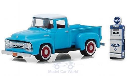 Diecast model cars Ford F-1 1/64 Greenlight 00 blue/white 1954 mit Zapfsäule Ford F-1 1/64 Greenlight 00 blue/white 1954 mit Zapfsäule diecast model cars
