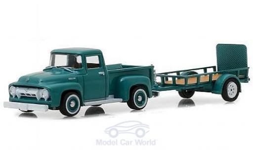 Ford F-1 1/64 Greenlight 00 türkis 1954 mit Anhänger diecast model cars