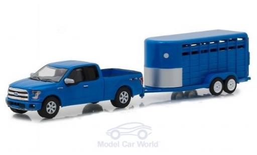 Diecast model cars Ford F-1 1/64 Greenlight 50 blue 2016 mit Viehanhänger Ford F-1 1/64 Greenlight 50 blue 2016 mit Viehanhänger diecast model cars