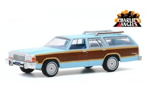 Ford LTD 1/64 Greenlight Country Squire blue/Holzoptik Charlies Angels 1979 diecast model cars
