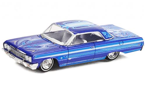 Diecast model cars Chevrolet Impala 1/64 Greenlight Lowrider blue 1964 Chevrolet Impala 1/64 Greenlight Lowrider blue 1964 diecast model cars