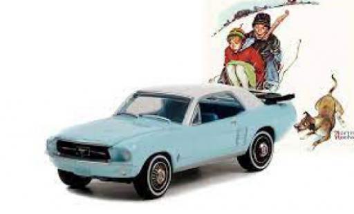 Diecast model cars Ford Mustang 1/64 Greenlight blue/white Norman Rockwell 1967 Ford Mustang 1/64 Greenlight blue/white Norman Rockwell 1967 diecast model cars