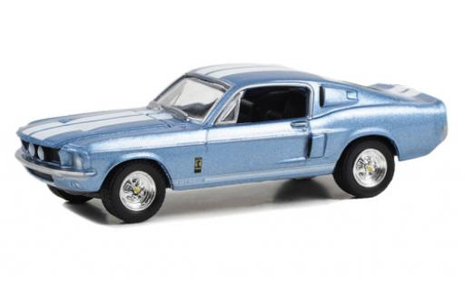 Diecast model cars Shelby GT 500 1/64 Greenlight Ford Mustang metallise blue clair/white 1967 Shelby GT 500 1/64 Greenlight Ford Mustang metallise blue clair/white 1967 diecast model cars