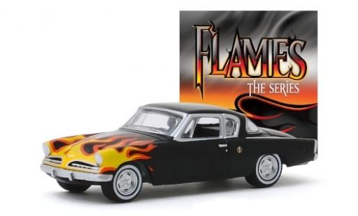 Studebaker Champion 1/64 Greenlight tuning black/Décorer Flames - The Series 1954 diecast model cars