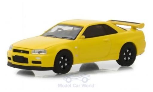 Diecast model cars Nissan Skyline 1/64 Greenlight GT-R (BNR34) yellow 2001 Nissan Skyline 1/64 Greenlight GT-R (BNR34) yellow 2001 diecast model cars