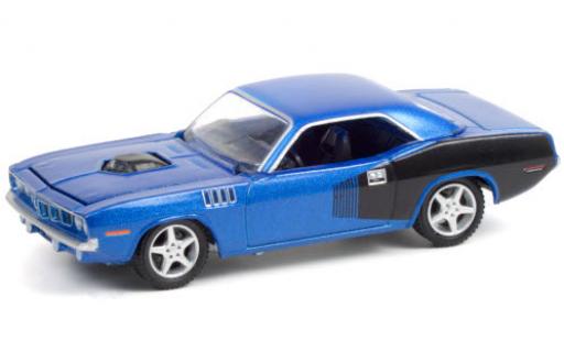 Diecast model cars Plymouth Barracuda 1/64 Greenlight Custom Hardtop metallic blue/black 1970 Plymouth Barracuda 1/64 Greenlight Custom Hardtop metallic blue/black 1970 diecast model cars