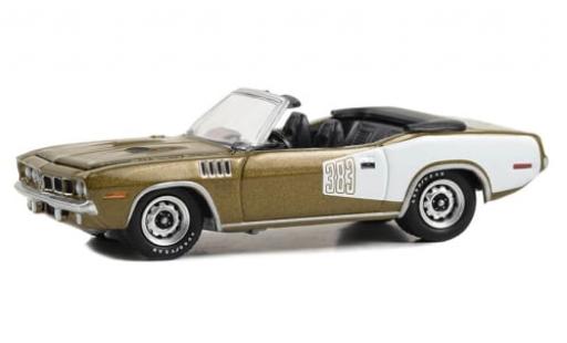 Diecast model cars Plymouth Cuda 1/64 Greenlight Cabriolet metallise beige/weiss 1971 1:64 Plymouth Cuda 1/64 Greenlight Cabriolet metallise beige/weiss 1971 1:64 diecast model cars