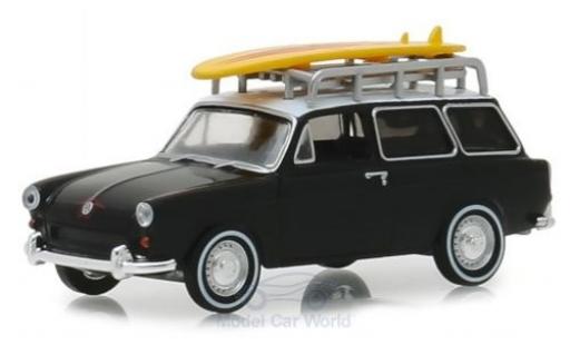 Volkswagen 1600 1/64 Greenlight Variant matt-black/white 1965 diecast model cars