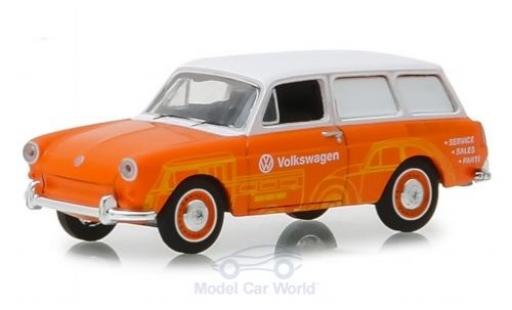 Volkswagen 1600 1/64 Greenlight Variant orange/white 1966 diecast model cars