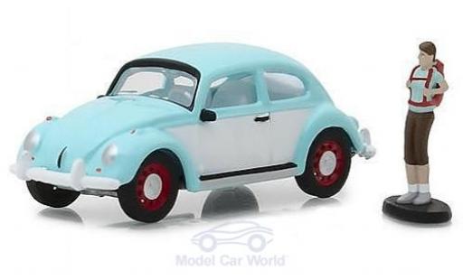 Diecast model cars Volkswagen Beetle 1/64 Greenlight blue/white mit einer männlichen Figur Volkswagen Beetle 1/64 Greenlight blue/white mit einer männlichen Figur diecast model cars