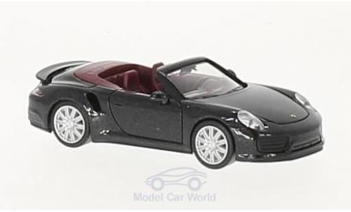 Porsche 911 Turbo 1/87 Herpa Turbo Cabrio metallic black diecast model cars