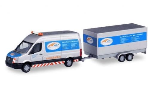 Volkswagen Crafter 1/87 Herpa Kasten HD BF3 SABA Transportservice avec Tandem-wagon conteneur-remorque diecast model cars