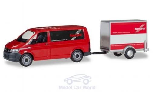 Diecast model cars Volkswagen T6 1/87 Herpa Bus mit Kofferanhänger Volkswagen T6 1/87 Herpa Bus mit Kofferanhänger diecast model cars