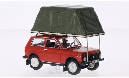 Lada Niva 1/18 IST Models metallic red 1981 mit Zeltaufbau auf Dach diecast model cars