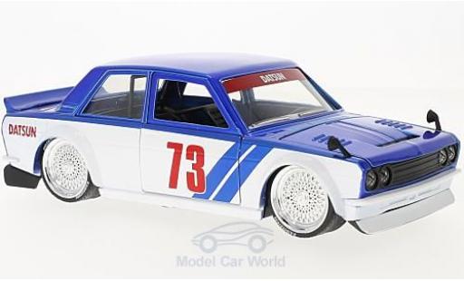 Diecast model cars Datsun 510 1/24 Jada Toys metallic blue/white 1973 Widebody Datsun 510 1/24 Jada Toys metallic blue/white 1973 Widebody diecast model cars