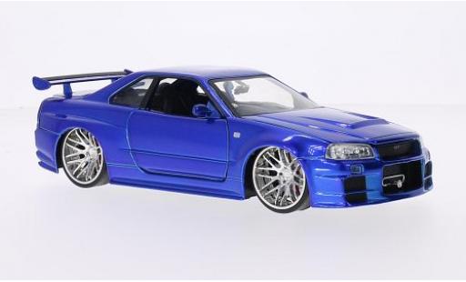 Diecast model cars Nissan Skyline 1/24 Jada Toys GT-R (R34) Tuning metallic blue RHD Fast & Furious 2002 tuning Nissan Skyline 1/24 Jada Toys GT-R (R34) Tuning metallic blue RHD Fast & Furious 2002 tuning diecast model cars