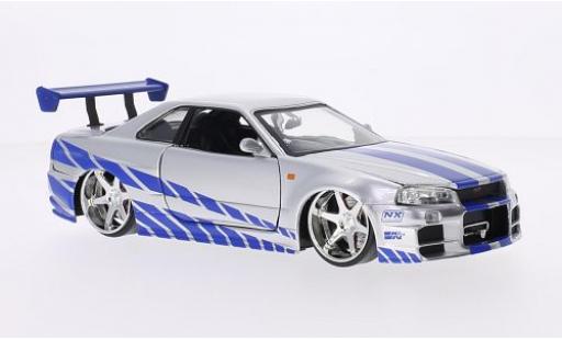 Diecast model cars Nissan Skyline 1/24 Jada Toys GT-R (R34) Tuning grey/Dekor RHD Fast & Furious 2002 tuning Nissan Skyline 1/24 Jada Toys GT-R (R34) Tuning grey/Dekor RHD Fast & Furious 2002 tuning diecast model cars