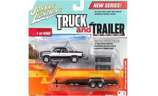 Diecast model cars Dodge RAM 1/64 Johnny Lightning Ram 1500 purple/grey 1996 avec Flatbed remorque sans Vitrine Dodge RAM 1/64 Johnny Lightning Ram 1500 purple/grey 1996 avec Flatbed remorque sans Vitrine diecast model cars