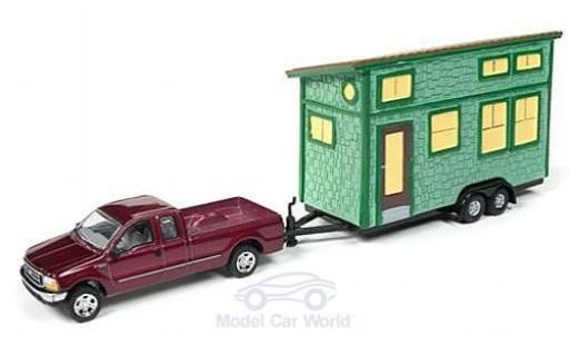 Diecast model cars Ford F-250 1/64 Johnny Lightning Super Duty metallic red 2004 mit Tiny House ohne Vitrine Ford F-250 1/64 Johnny Lightning Super Duty metallic red 2004 mit Tiny House ohne Vitrine diecast model cars