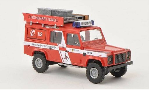 Land Rover Defender Base 1/87 Busch Hohenrettung Fire brigade Reutlingen diecast model cars