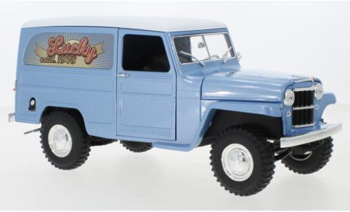Diecast model cars Jeep Willys 1/18 Lucky Die Cast Station Wagon Box Van metallic blue/white Lucky 1955 Jeep Willys 1/18 Lucky Die Cast Station Wagon Box Van metallic blue/white Lucky 1955 diecast model cars