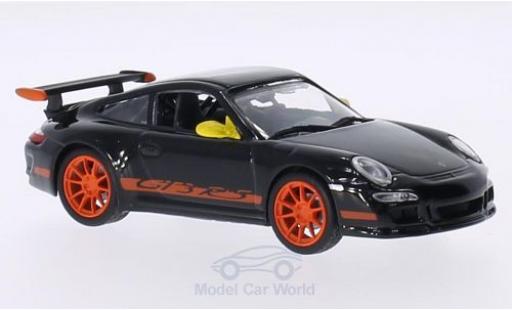 Porsche 997 GT3 RS 1/43 Lucky Die Cast 911 () GT3 RS black Spiegel in yellow Felgen und Dekor in orange diecast model cars