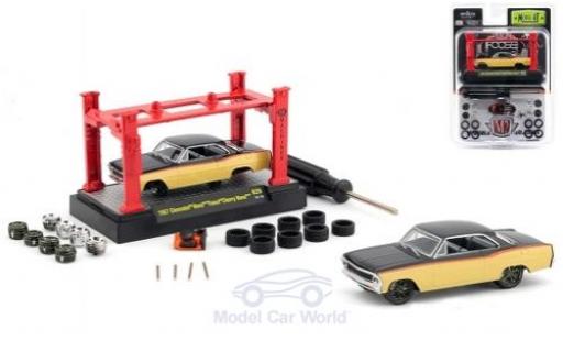 Diecast model cars Chevrolet Nova 1/64 M2 Machines metallic yellow/black Foose Cherry 1967 Model-Kit Bausatz inklusive 4 Ersatzrädern Chevrolet Nova 1/64 M2 Machines metallic yellow/black Foose Cherry 1967 Model-Kit Bausatz inklusive 4 Ersatzrädern diecast model cars