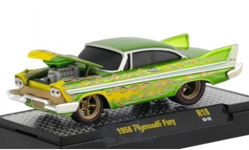 Diecast model cars Plymouth Fury 1/64 M2 Machines metallic green/Dekor 1958 Plymouth Fury 1/64 M2 Machines metallic green/Dekor 1958 diecast model cars