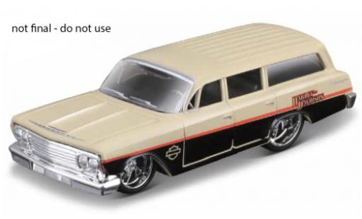 Chevrolet Biscayne 1/64 Maisto Station Wagon beige/black Harley-Davidson 1962 diecast model cars