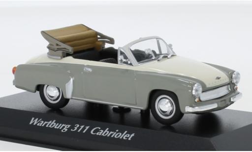 Diecast model cars Wartburg 311 1/43 Maxichamps Cabriolet grey/white 1958 Wartburg 311 1/43 Maxichamps Cabriolet grey/white 1958 diecast model cars