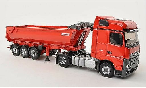 Mercedes Actros Bigspace 1/43 Eligor 2 red with Fruehauf Muldenkipper-Anhanger diecast model cars