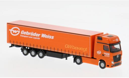 Mercedes Actros 1/87 Herpa Gigaspace Gardinenplanen-Sattelzug Gebr&uuml;der Weiss (A) 1:87 diecast model cars