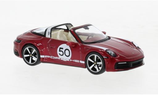 Porsche 992 Targa 1/64 Mini GT 911  4S Heritage Design Edition metallise red diecast model cars