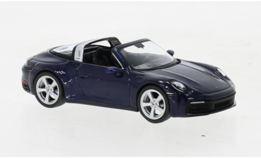 Porsche 992 Targa 1/64 Mini GT 911  4S metallise blue diecast model cars