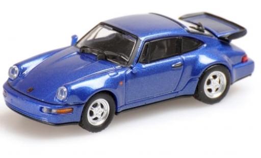 Porsche 964 Turbo 1/87 Minichamps 911  metallise blau 1990 1:87 diecast model cars
