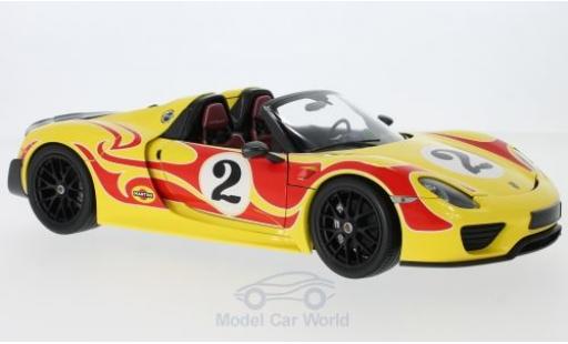 Diecast model cars Porsche 918 1/18 Minichamps Spyder yellow/red Weissach-Package No.2 2015 Weissach Package Porsche 918 1/18 Minichamps Spyder yellow/red Weissach-Package No.2 2015 Weissach Package diecast model cars