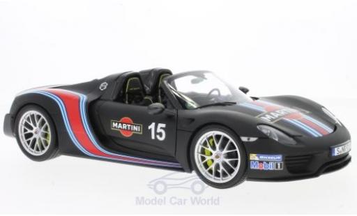 Diecast model cars Porsche 918 2013 1/18 Minichamps Spyder matt-black Martini 2013 Weissach-Package Porsche 918 2013 1/18 Minichamps Spyder matt-black Martini 2013 Weissach-Package diecast model cars