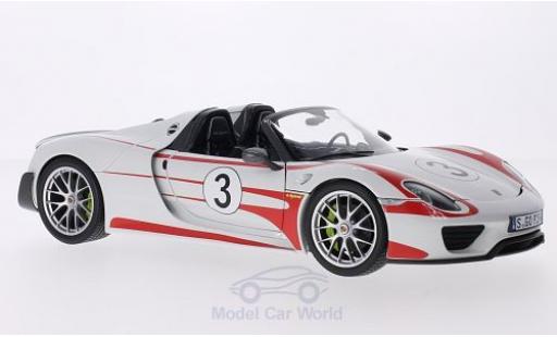 Diecast model cars Porsche 918 2013 1/18 Minichamps Spyder white/Dekor 2013 Weissach Package No.3 Salzburg Porsche 918 2013 1/18 Minichamps Spyder white/Dekor 2013 Weissach Package No.3 Salzburg diecast model cars