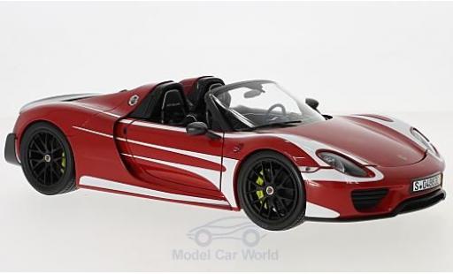 Diecast model cars Porsche 918 1/18 Minichamps Spyder Weissach Package red/white 2015 Porsche 918 1/18 Minichamps Spyder Weissach Package red/white 2015 diecast model cars