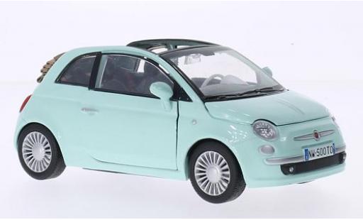 Fiat 500 1/24 Motormax Cabrio green diecast model cars