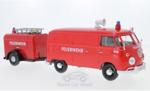Diecast model cars Volkswagen T1 A 1/24 Motormax Kastenwagen red Feuerwehr mit Anhänger Volkswagen T1 A 1/24 Motormax Kastenwagen red Feuerwehr mit Anhänger diecast model cars