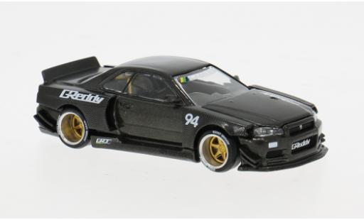 Diecast model cars Nissan Skyline GT-R (R34) Kaido Works GReddy V2 grau 1999 1/64 Mini GT