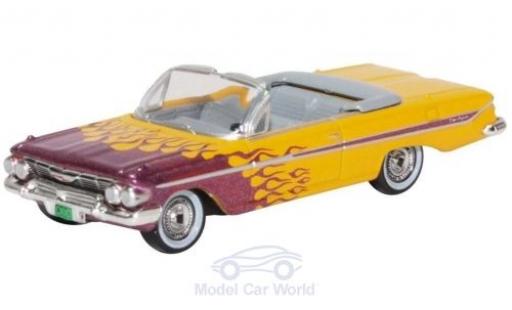 Diecast model cars Chevrolet Impala 1/87 Oxford Convertible yellow/metallic purple 1961 Hot Rod Chevrolet Impala 1/87 Oxford Convertible yellow/metallic purple 1961 Hot Rod diecast model cars