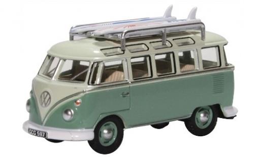 Volkswagen T1 1/76 Oxford Samba green/green mit Dachgepäckträger und Surfboards diecast model cars