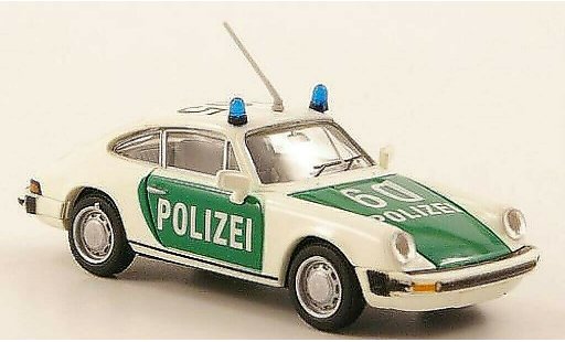 Porsche 911 Base 1/87 Brekina Coupe (G-Reihe) Police white/green diecast model cars